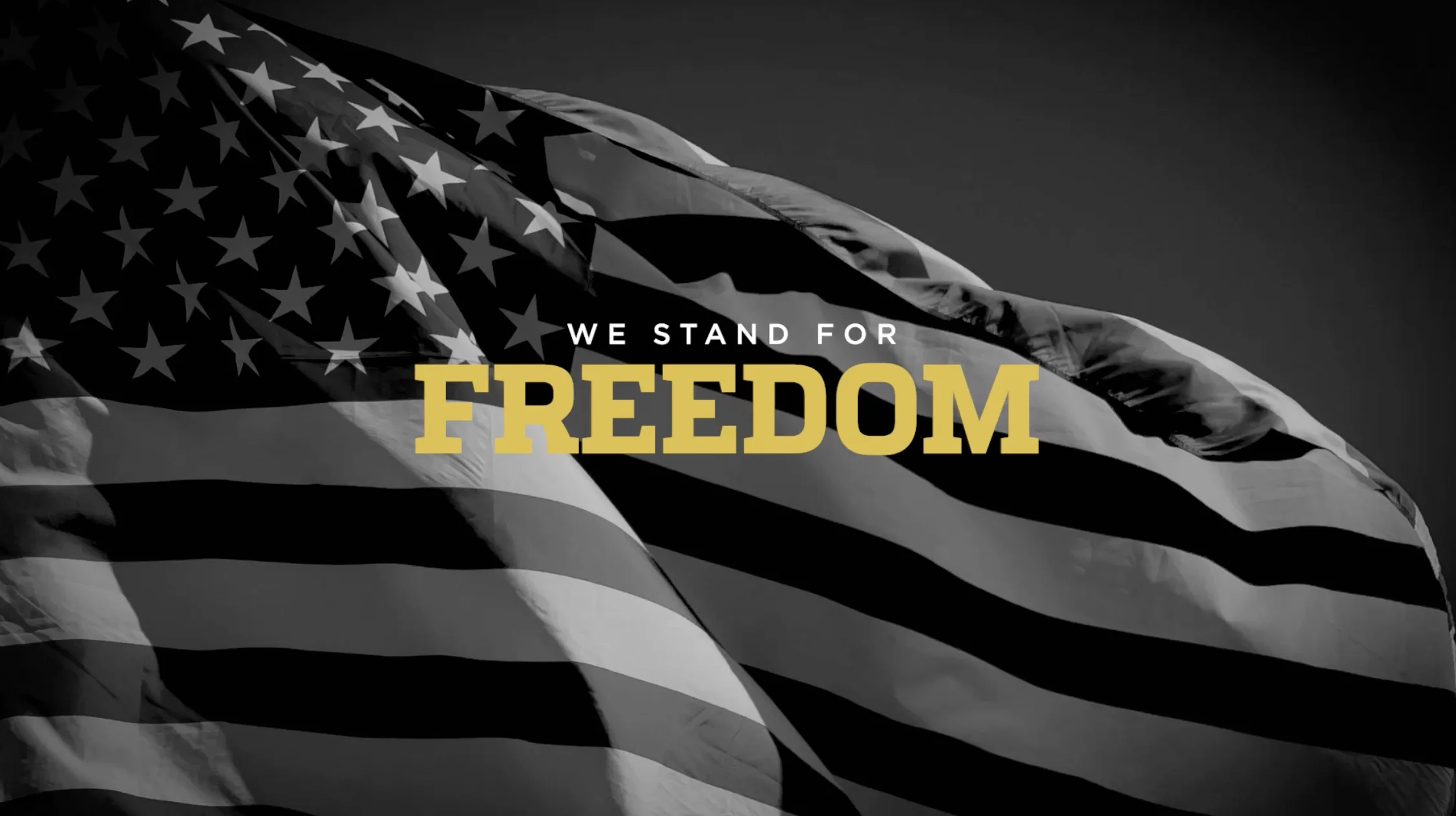 American flag artwork with the words We stand for freedom